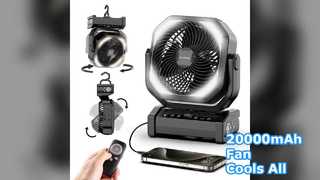 20000mAh Portable Fan LED Remote Control
