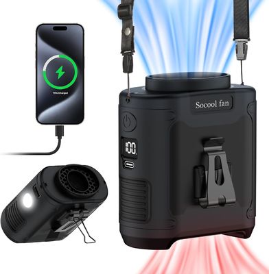 Socool Fan Waist Clip Camping Multifunction Portable Fan 10000MAh With Sos Led Light
